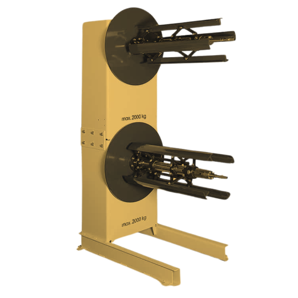 Forstner Manual Decoiler Tower with dual coil capacity, engineered for optimised space utilisation, expandable mandrel, and efficient manual coil management.