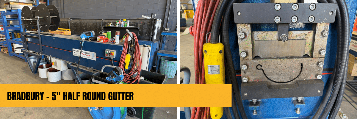 Bradbury 5 inch half round gutter machine, preowned and available now