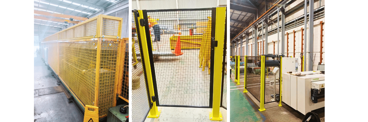 Custom machine guarding with 25mm mesh panels built and installed by Total Rollforming
