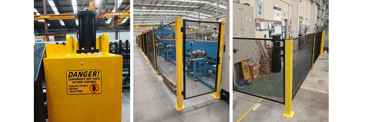 Interlocked guarding gates and mesh surrounds installed to AS/NZS 4024